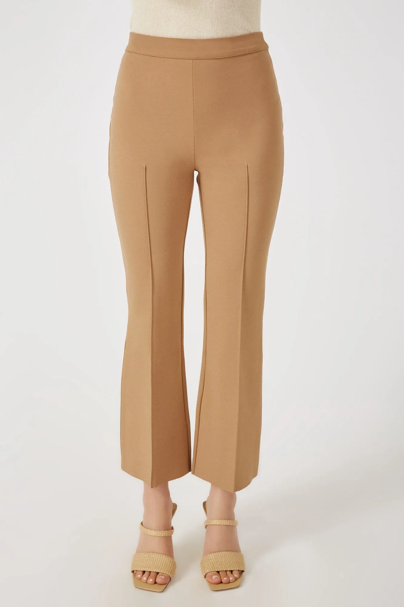 The Porterfield - Desert Tan Cropped Flare Pants with Pin Tuck