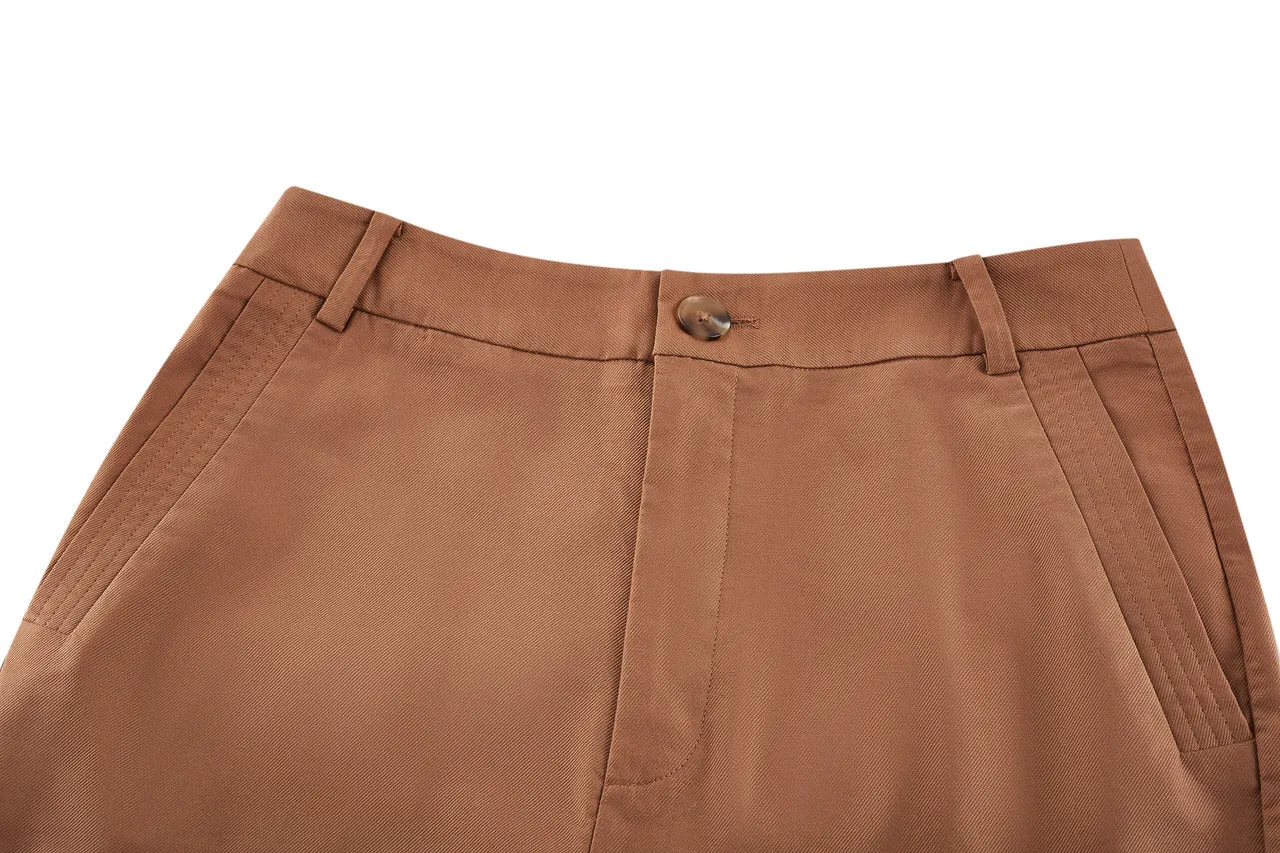 Twill Cotton High Waist Cigarette Pants