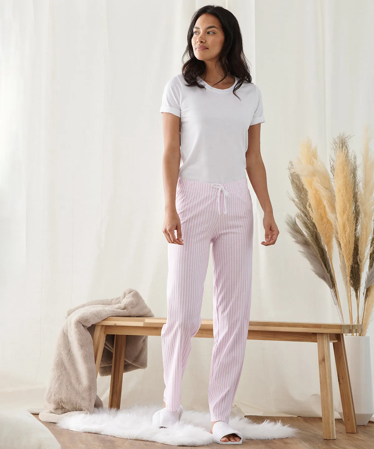 White/Heather Grey - Women's long pant pyjama set (in a bag)