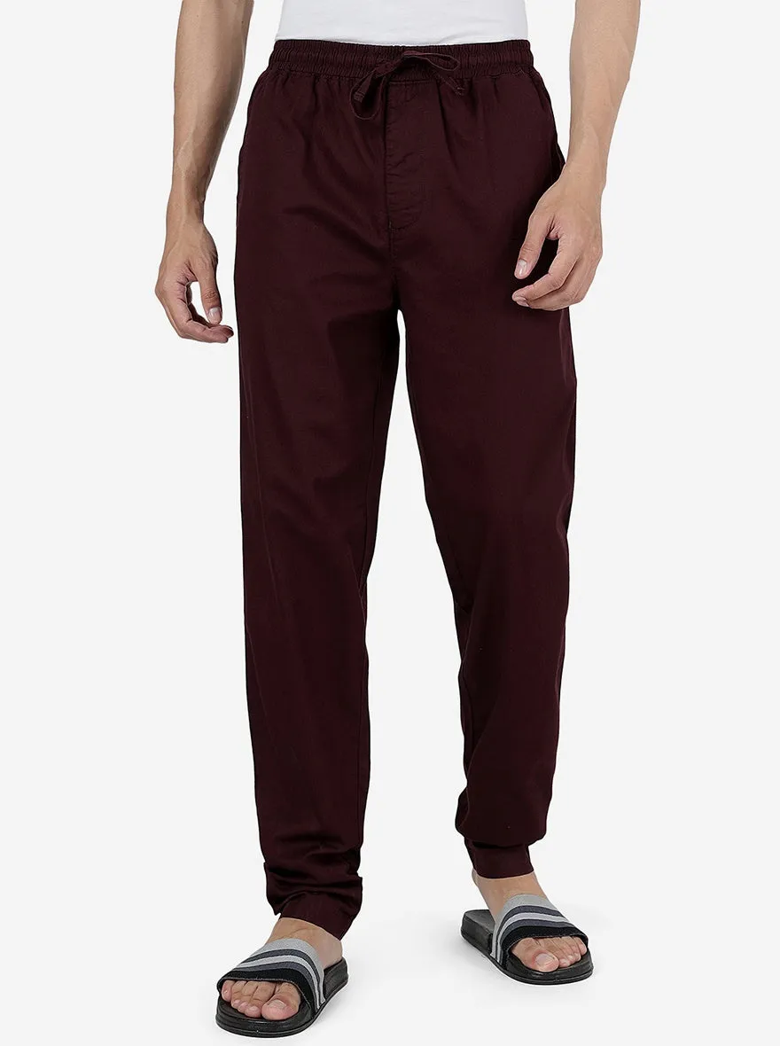 Wine Solid Slim Fit Track Pant | JadeBlue