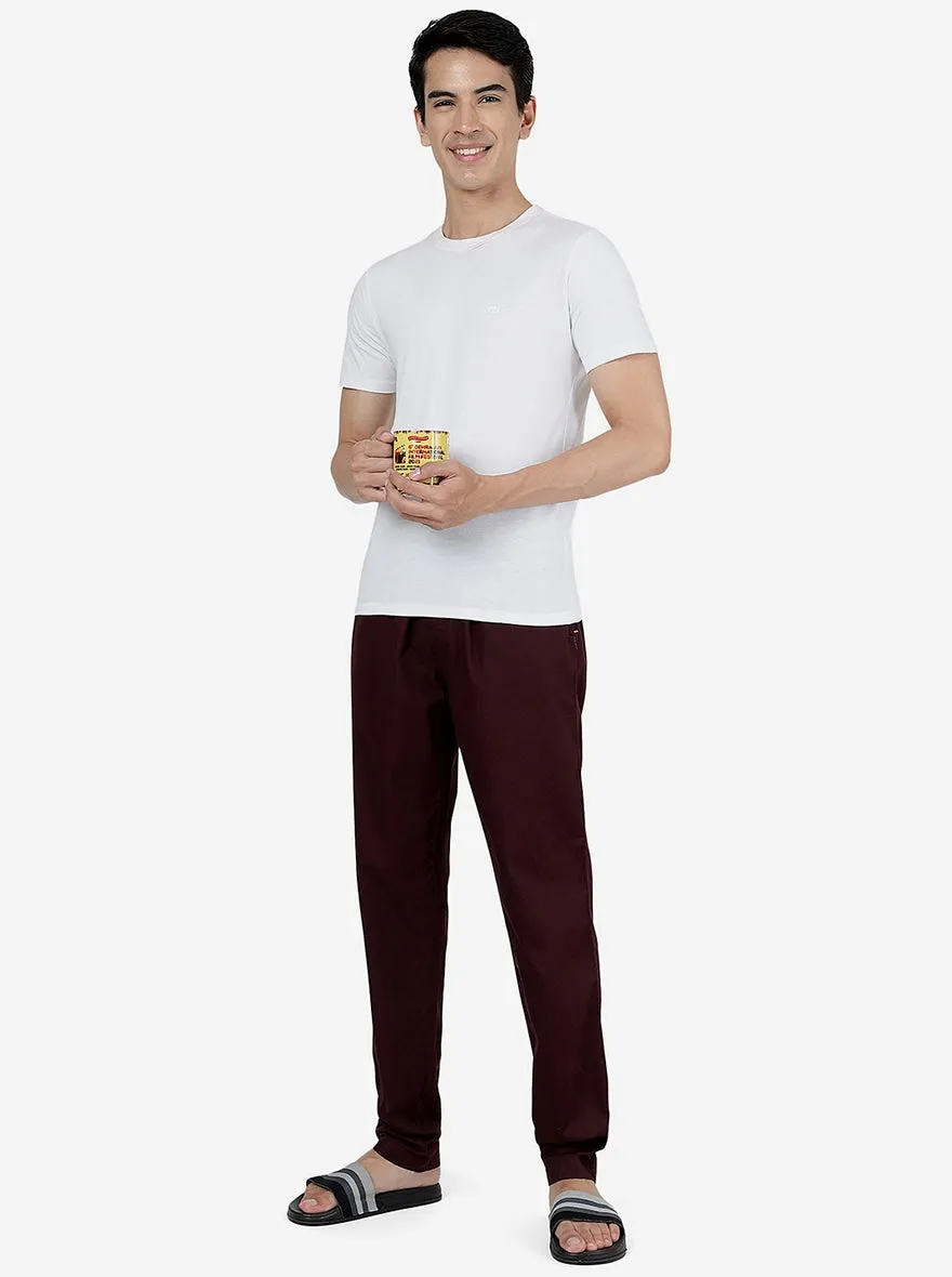 Wine Solid Slim Fit Track Pant | JadeBlue