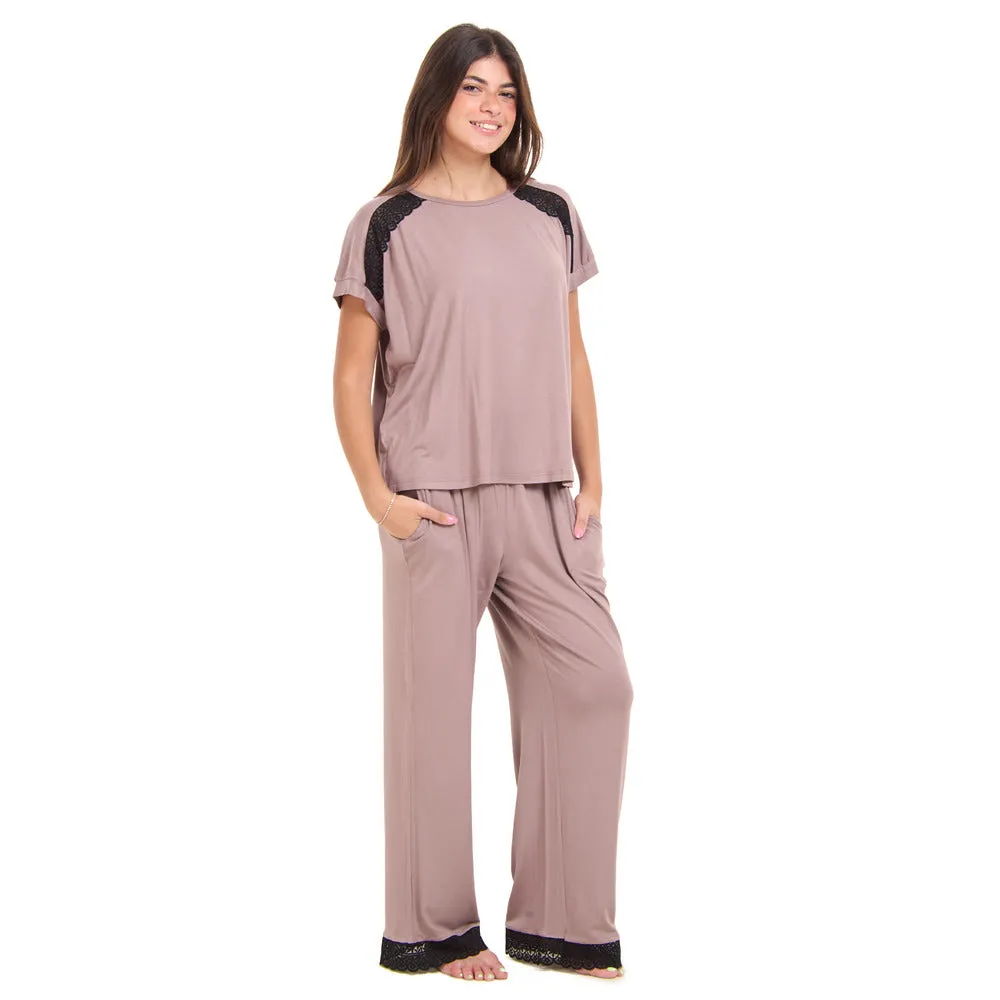 Women summer pajama set Cafe Lace shirt   Pants