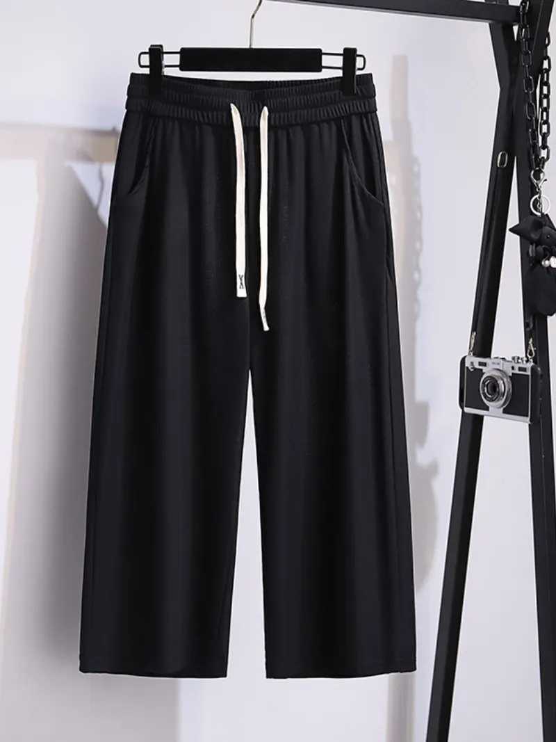 women's summer high waist plus size straight pants